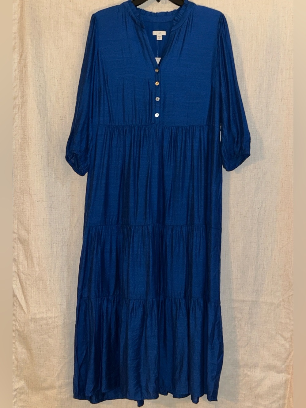 J. Jill Deep Blue Button-Front Tiered Maxi Dress
